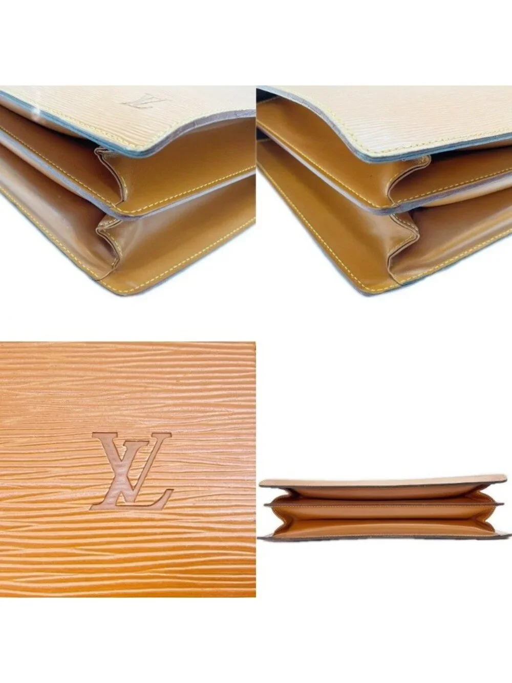 Louis Vuitton Business Bag Epi Serviette Fermoir with Key Solid Brown